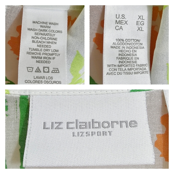 Liz Claiborne, Colorful Floral Print Blouse, Soft 100% Cotton, XL - Picture 15 of 15